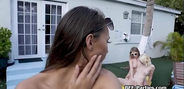  House owner fucks teen bikini trespassers outdoors